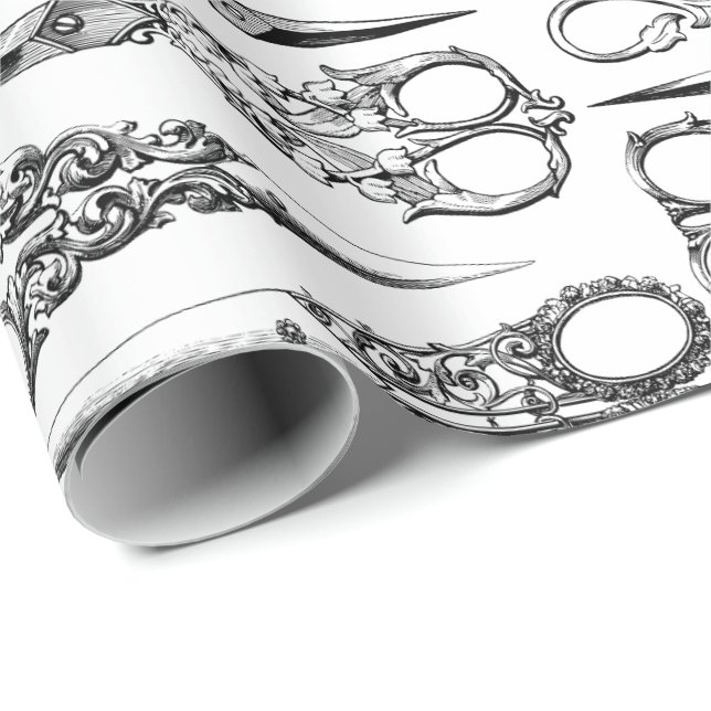 Viktorianische Friseurschere Geschenkpapier (Rolleneckpunkt)