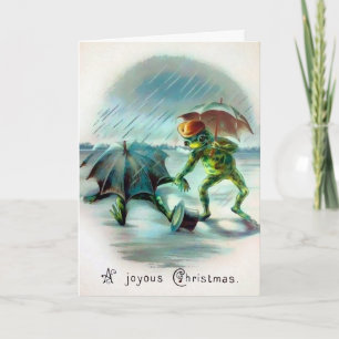 Viktorianische Froschfall-Weihnachtskarte Feiertagskarte