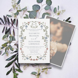 Viktorianische Garten-Staubblaue Fotografie-Einlad Feiertagskarte