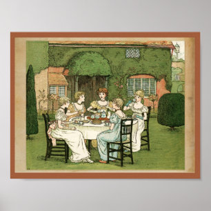 Viktorianische Gartenparty mit fünf Gästen Wandkun Poster