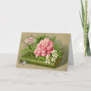 Viktorianische Geburtstagskarte rosa Rosen Vintage Karte