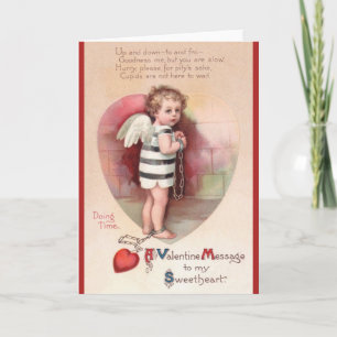 Viktorianische, gehackte Cupid Valentine-Tageskart Feiertagskarte