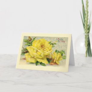 Viktorianische Gelbe Rosen Geburtstagskarte Karte