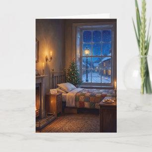 Viktorianische gemütliche Weihnachtsabend-Schlafzi Feiertagskarte