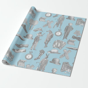 viktorianische Gentlemen Tiere Blauspielmännchen Geschenkpapier