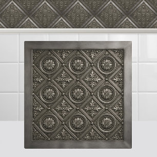 Viktorianische gepresste Zinnrosette Silber Metall Fliese