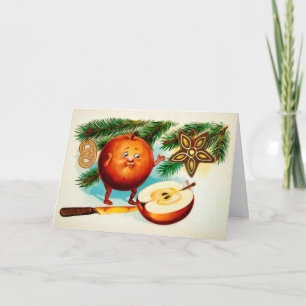 Viktorianische geschnittene Apfel-Weihnachtskarte Feiertagskarte