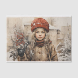 Viktorianische Girl Decoupage Weihnachten Seidenpapier