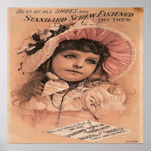 Viktorianische Girl-Werbung Schuhe Kunst Poster