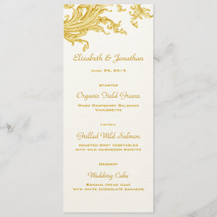 Viktorianische Gold Sweep Wedding Menu Card Menükarte