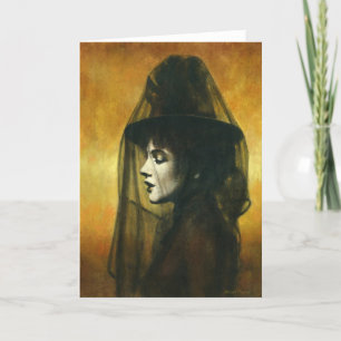 Viktorianische Gothic Girl in Veil Greetings Card Dankeskarte