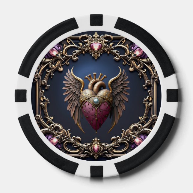 Viktorianische Gothic-Hochzeitskollektion Pokerchips (Vorderseite)