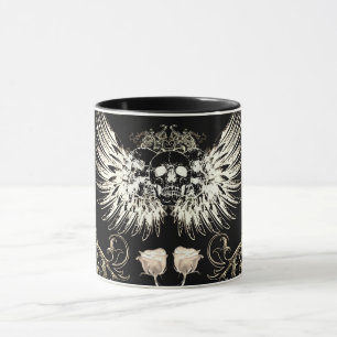 Viktorianische Gothic-Romantik-Totenkopf-Flügel un Tasse