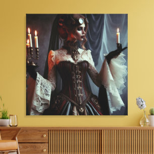 Viktorianische Gothic Steampunk elegante Dame Leinwanddruck