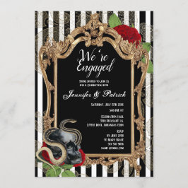 Viktorianische gotische Black Stripe-Engagement-Pa Einladung