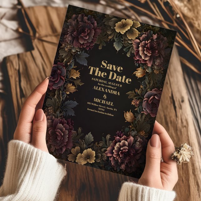 Viktorianische gotische Blumenzarge Save The Date (Von Creator hochgeladen)