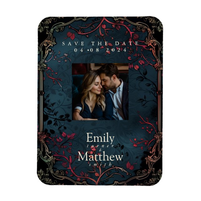 Viktorianische gotische Elegance Hochzeit speicher Magnet (Vertikal)