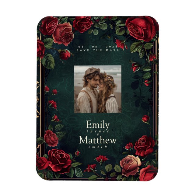 Viktorianische gotische Elegance Hochzeit speicher Magnet (Vertikal)