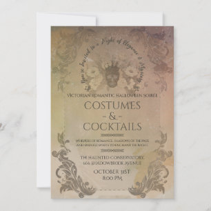 Viktorianische Gotische Halloween-Kostüme & Cockta Einladung