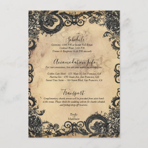 Viktorianische gotische Hochzeitskarte Begleitkarte