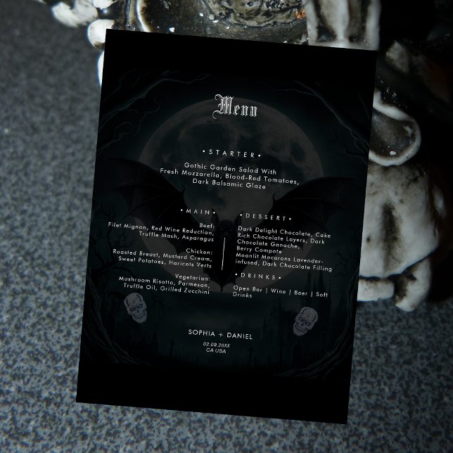 Viktorianische Gotische Hochzeitsnahrung für einfa Menükarte (Von Creator hochgeladen)