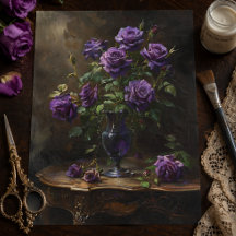 Viktorianische gotische Lila Rose in Vintager Vase