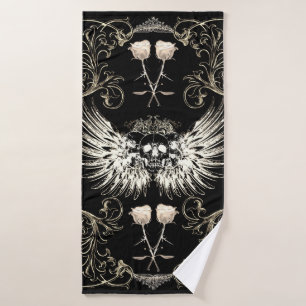 Viktorianische Gotische Romantik Schädelflügel & W Badhandtuch Set