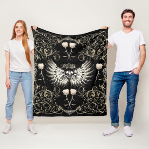 Viktorianische Gotische Romantik Schädelflügel & W Fleecedecke