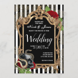 Viktorianische gotische Schwarz-Streifen Einladung