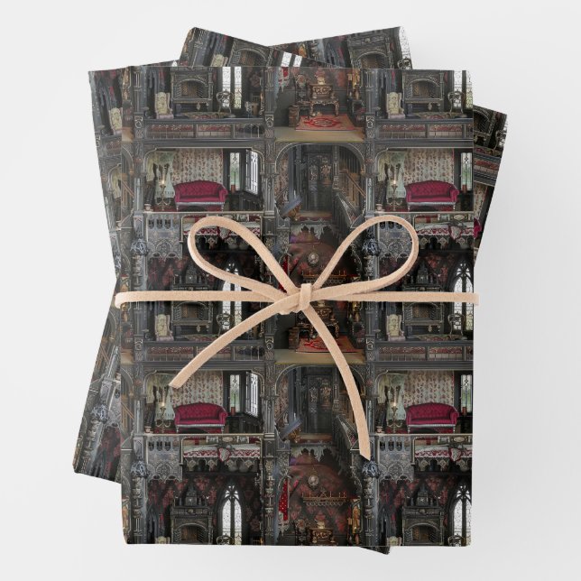 Viktorianische Gotische Spuk Dollshouse mit Dollar Geschenkpapier Set (Beispiel)