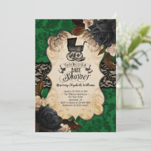 Viktorianische Green Baby Dusche Einladung