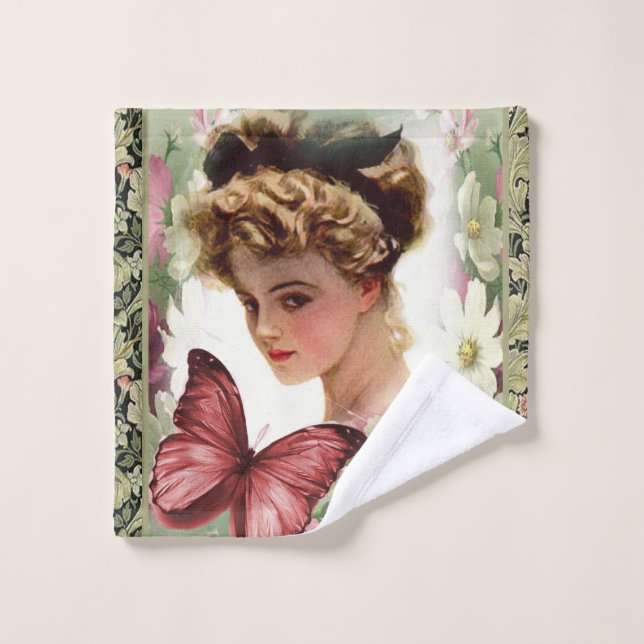 Viktorianische Grüne Badewanne Handtuchhalter Set (Waschlappen)