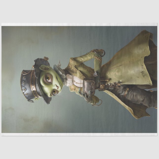 Viktorianische grüne Cricket-Dekoupage Seidenpapier (Vorderseite)