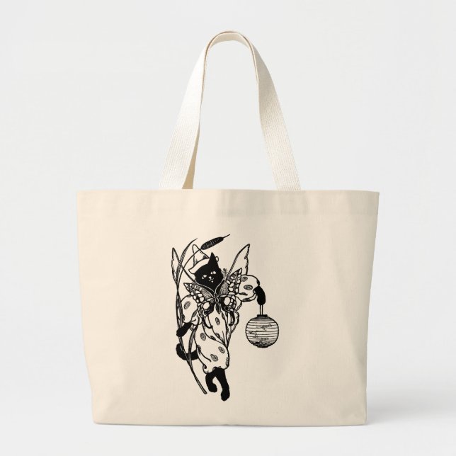 Viktorianische Halloween Kitty Cat in der Kostümto Jumbo Stoffbeutel (Vorne)