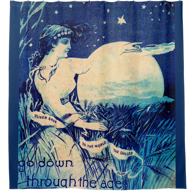 Viktorianische Handelskarte Oliver gekühlter Pflug Duschvorhang (Vorderseite)