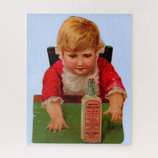 Viktorianische Handelskarte: Scott's Emulsion Cast Puzzle (Vertikal)