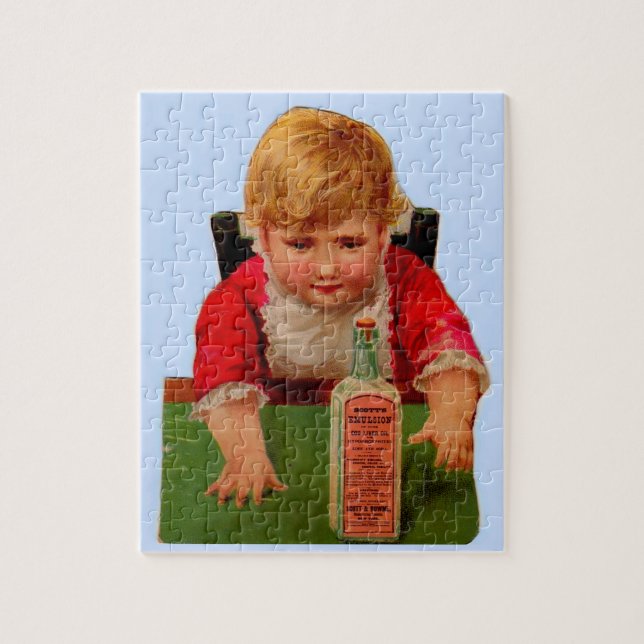 Viktorianische Handelskarte: Scott's Emulsion Cast Puzzle (Vertikal)