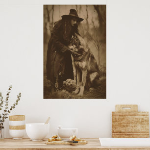 Viktorianische Hexe Sepia Portrait Stil 4 Poster