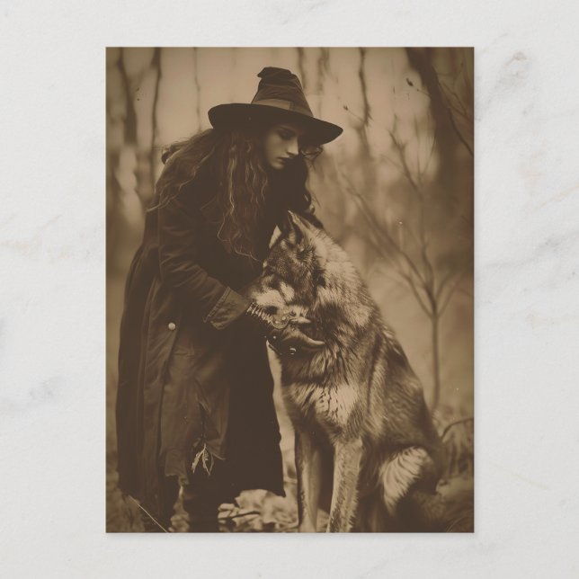 Viktorianische Hexe Sepia Portrait Stil 4 Postkarte (Vorderseite)