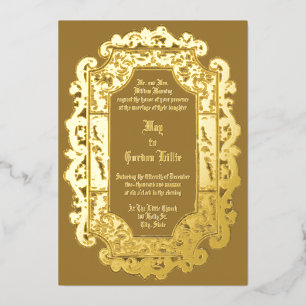 Viktorianische Hochzeit der Ära 1850 Folieneinladung