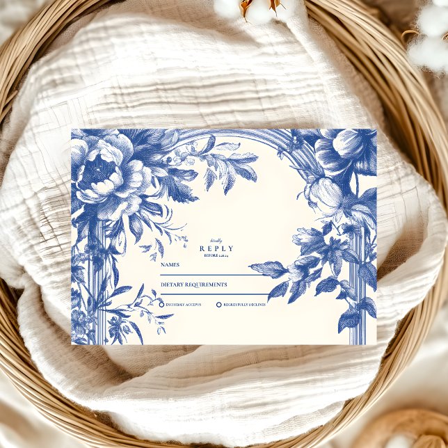Viktorianische Hochzeit der Blauen Flora RSVP Karte (Von Creator hochgeladen)