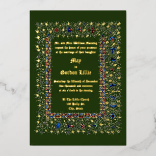 Viktorianische Hochzeit im Mittelalter 1883 Folieneinladung