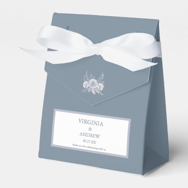 Viktorianische Hochzeit in Blau mit weißen Blume Geschenkschachtel (Vorderseite)