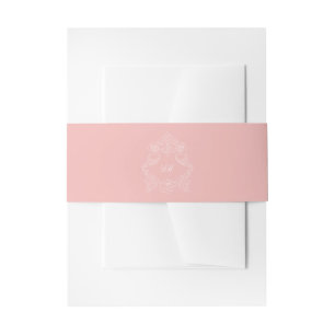 Viktorianische Hochzeit mit rosa Crest-Monogramm Einladungsbanderole