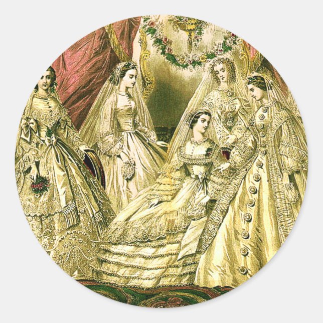 Viktorianische Hochzeit Runder Aufkleber (Vorderseite)