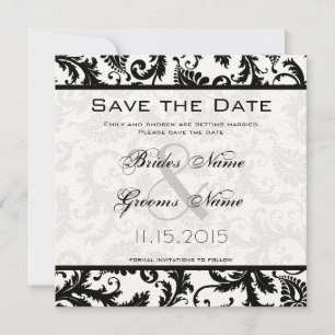 Viktorianische Hochzeit von Schwarz und Weiß Save The Date