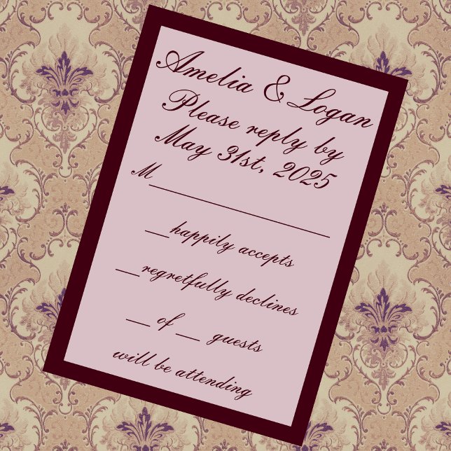 Viktorianische Hochzeit von Texten und Rahmen RSVP Karte (Von Creator hochgeladen)