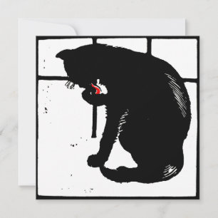 Viktorianische Holzschnitztiere Schwarze Katze Ankündigung