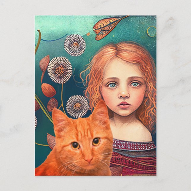VIKTORIANISCHE HÜBSCHE KLEINE MÄDCHEN- UND GINGER  POSTKARTE (Vorderseite)