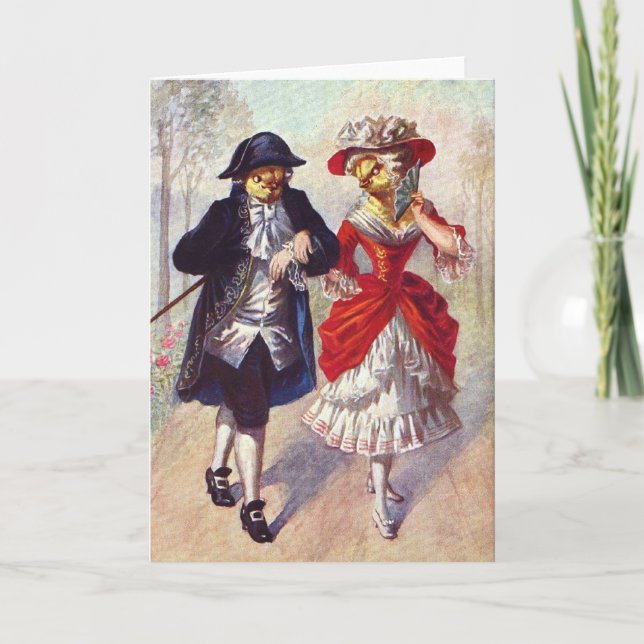 Viktorianische Hühner Feiertagskarte (Vorderseite)